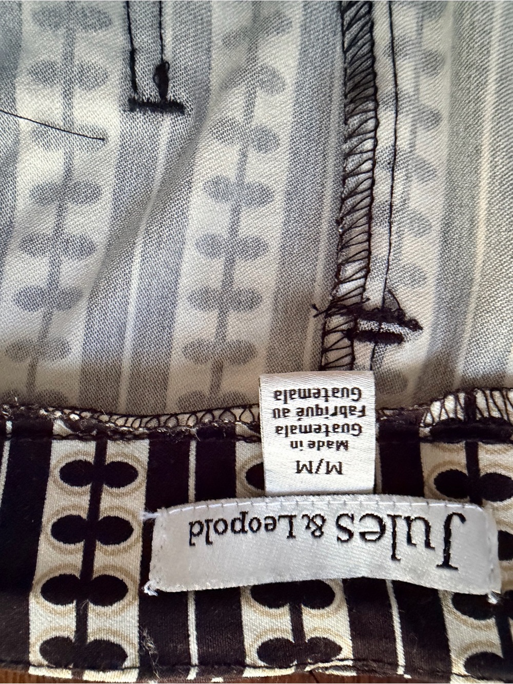 Jules & Leopold Black Cream Geometric Wide Leg Crop Pants - Size M - Picture 7 of 8